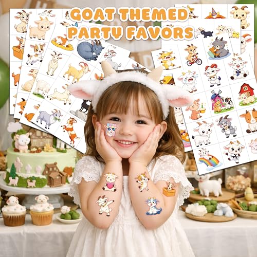 96 PCS Goat Temporary Tattoos for Kids