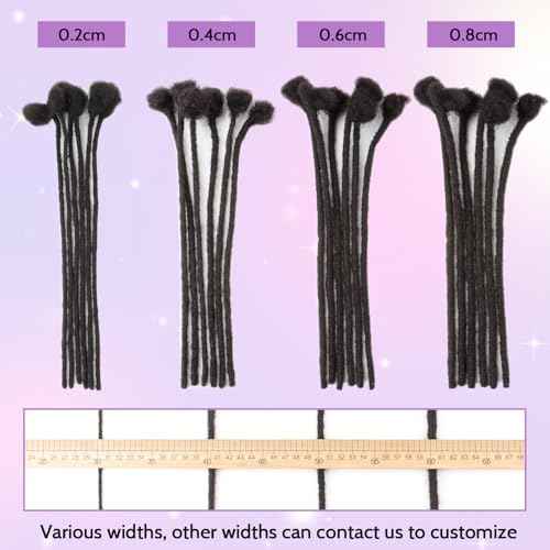 Loc Extensions Human Hair 0.4cm&0.6 cm&0.8cm width 4-18inch 10, 20, 40, 100 strands 100% Human Hair Locs Extensions for Men Women Natural Dreadlocks Can Be Dyed Bleached Curled 0.4cm 14inch 70Strands