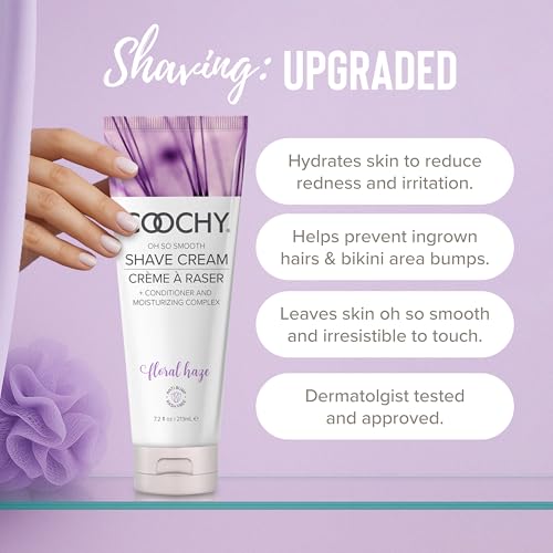 Coochy Moisturizing Shave Cream with Floral Haze - Gentle Intimate Lotion, 3.4 oz - Rash-Free, Hydrating Formula for Bikini, Underarms & Legs - Pack of 1