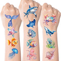 96 Ocean Animals Temporary Tattoos for Kids, 10 Sheets Sea Life Stickers