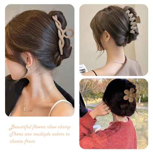 8PCS Hair Clips for Women, Flower Claw Clips for Thin Thick Curly Hair, Non-Slip Strong Hold Hair Jaw Clips, Summer Hair Accessories for Girls