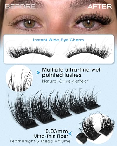 Pleell Wispy Fluffy Lash Clusters 10-18mm D Curl Volume Eyelash Extensions