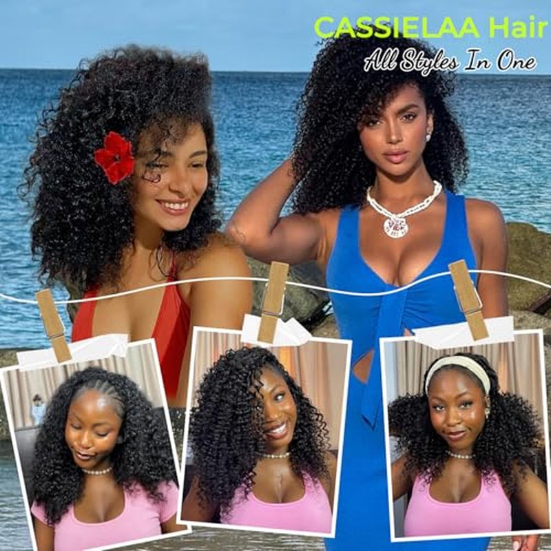 20 Inch Kinky Curly Half Wig with Drawstring & Headband