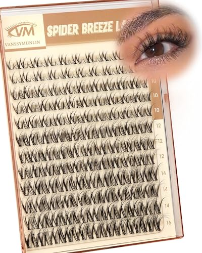 Spider Breeze D Curl Lash Clusters, 8-16mm Wispy Eyelash Extensions
