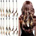 12 Pcs Feather Hair Clips with Comb - Boho Braided Beads