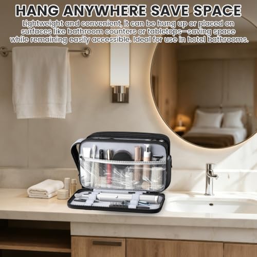 Travoya Black Medium Waterproof Hanging Travel Toiletry Bag for Men & Women