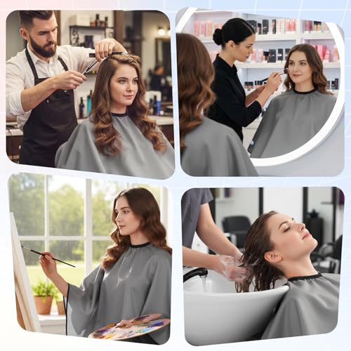Waterproof Hair Coloring Cape for Salons and Stylists - Grey, 31x28 Inches