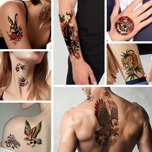 77 Sheets Temporary Tattoo Stickers - Animals & Flowers Waterproof