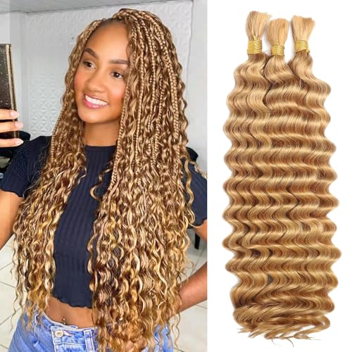 Human Braiding Hair Deep Wave 22 Inch 110g 3 Bundles