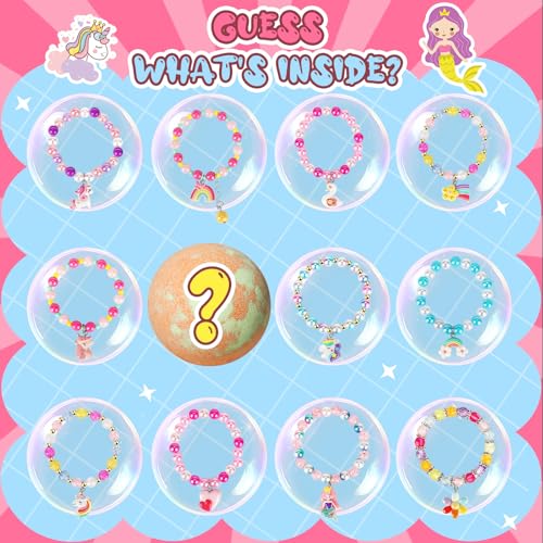 Unicorn Bath Bombs Set for Kids with Surprise Bracelets - 6 Pack