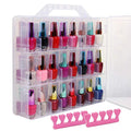 SUBAY Portable Nail Polish Organizer, Clear Double Side Nail Polish Holder,Gel Nail Storage for 48 Bottles with 6 Adjustable Dividers in Each Side Space Saver