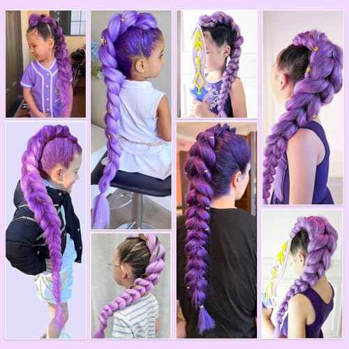 Purple Braiding Hair Extensions 30Inch Pre Stretched Synthetic Braiding Hair for Braids as Rumi Hair Style (purple, 30 Inch (Pack of 2))