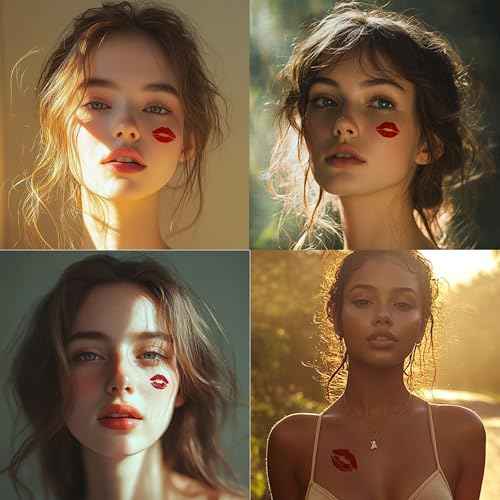 2pcs Makeup Stickers,Waterproof Face Lips Temporary Tattoo Stickers,Masquerade Sticker,Wedding Face Makeup Sticker for Women.