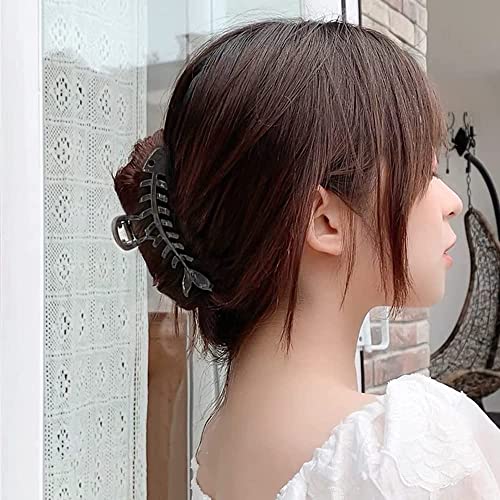 BELSITA Fish Bone Hair Clip, 1PCS Large Metal Black Non-Slip Hair Jaw Clamps Gold Hairpin Clips Fashion Hair Accessories, for Women Thick or Thin Hair Decorations