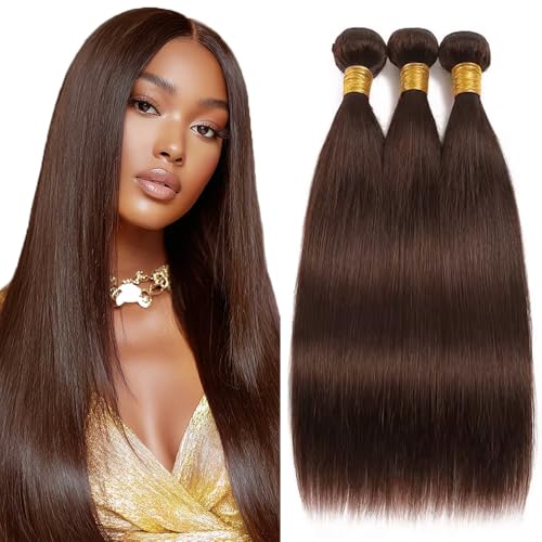 #4 Chocolate Brown Straight Human Hair Bundle 3-Pack