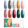 AZUREBEAUTY 10 Colors Dip Powder Nail Starter Kit Green Glitter Dipping Powder Christmas Colors System Essential Kit with Base Top Activator Coat