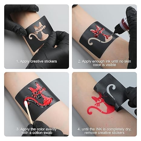 Temporary Tattoo Kit - 11 Colors, 107 Stencils, Non-Toxic