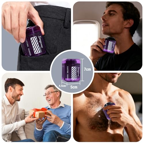 2 Pack Mini Electric Shaver Portable Travel Shavers Pocket Shaver USB-C Rechargeable Travel Razor for Men Electric Beard Trimmer Suitable for Home car Office and Business Travel Unisex Easy Cleaning