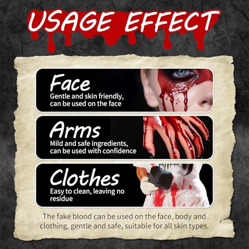 4PCS Fake Blood Spray Kit Halloween Special Effects Dark Fresh Fake Blood Makeup Kit,Suitable for Stage Vampire Zombie Monster Clown SFX Makeup