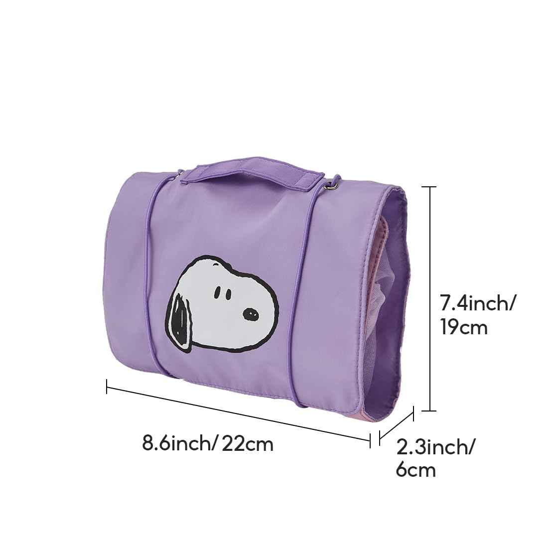 MINISO Snoopy Colorful Life Collection Foldable Makeup Bag Cosmetic Bag Waterproof Large Roll-Up Portable Travel Organizer For Women Girls
