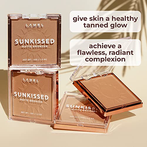 LAMEL Sunkissed Matte Bronzer Face Powder - Non-Shimmer, Long Lasting, Non-Greasy Bronzing Organic Makeup Formula - Matte Finish - Natural Tan Skin - N. 401-0.35oz.