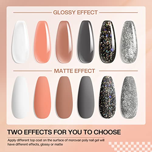 Morovan Poly Gel Slip Solution 120ml Nail Extension Gel Liquid Anti-stick Gel Solution with Brush Cup Nail Cleaner Nail Tips Clip Poly Nail Gel Liquid Solution for Polygel Easy DIY Poly Gel Nail