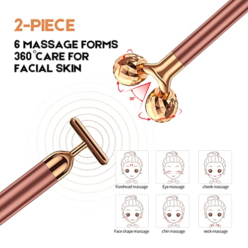 2-in-1 Electric Facial Massager Kit with 3D Roller & T-Shape