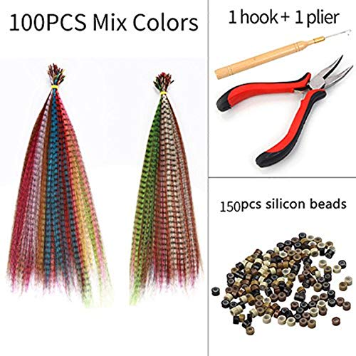 SARLA Feather Hair Extensions 16 Inch 100 Pcs I-Tip Synthetic