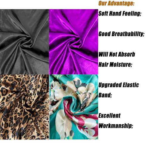 4 Pcs Satin Bonnet Set for Women - Soft Silky Sleep Caps