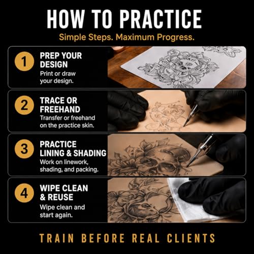 Tattoo Practice Skin 30 Sheets - 1.3mm Double-Sided Fake Skin