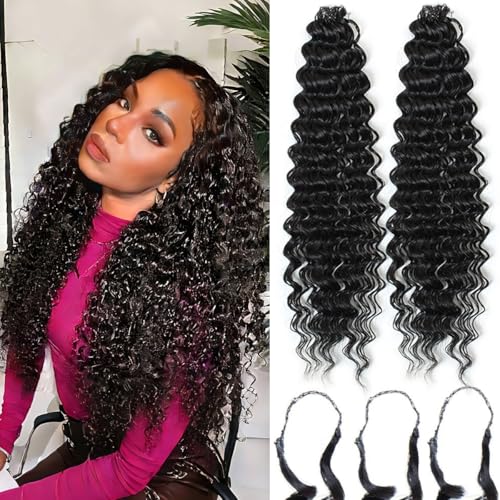 18 Inch Feather Crochet Hair Extensions - Deep Wave Synthetic Hair