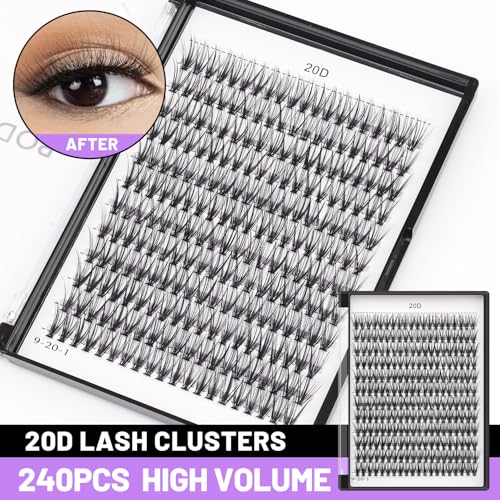 20D Individual Cluster Eyelash Extensions 240pc Mix