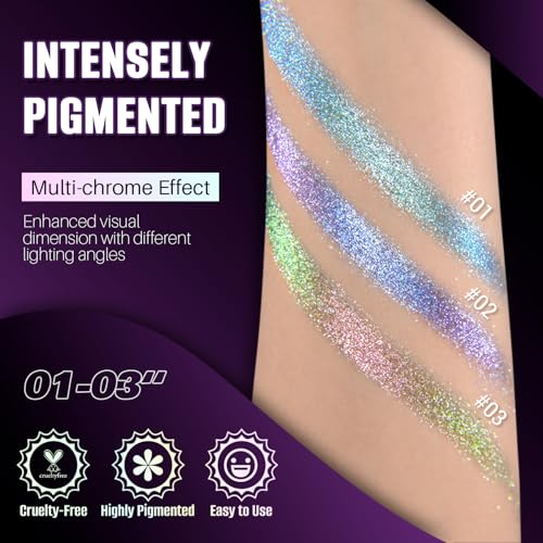 Chameleon Glitter Eyeshadow,Color Shift High Pigment Single Eyeshadow, Smooth Blendable Formula for Party & Evening Looks, Vegan & Cruelty-Free#01