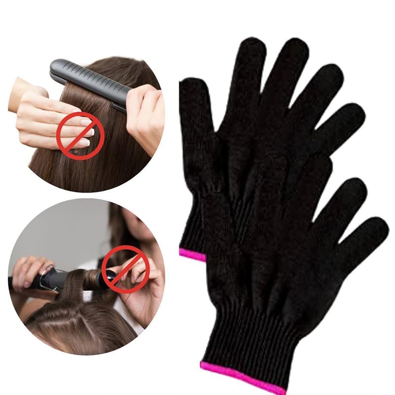 Heat Resistant Gloves for Hair Styling - 2 Pair Set