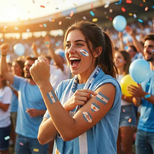 Argentine Flag Temporary Tattoos - 10 Pack Waterproof
