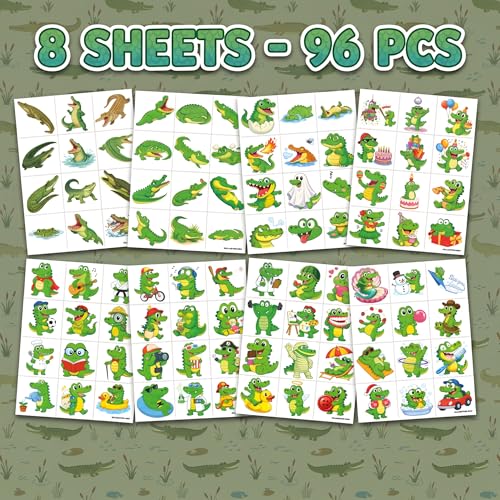 96-Piece Alligator Temporary Tattoos for Kids | Waterproof Party Favors