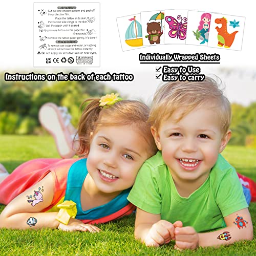 Partywind Temporary Tattoos for Kids, 204 Sheets