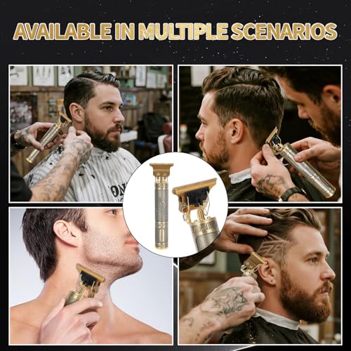 Professional Hair Clipper for Men - Rechargeable Cordless T-Blade Trimmer with 4 Guides, USB-C Fast Charge, Metal Body for Beard, Hair & Body Grooming