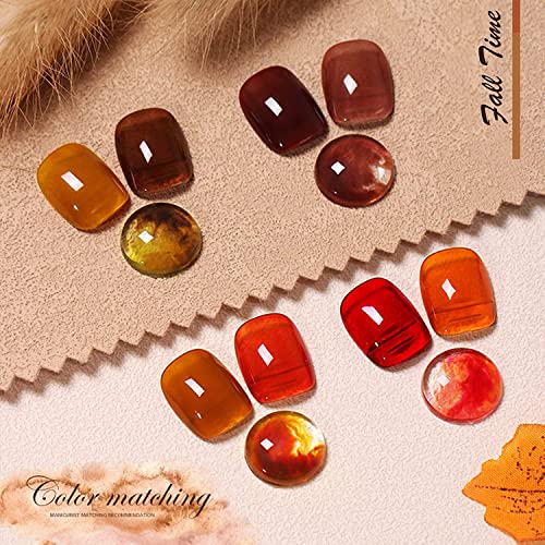 Omainy Jelly Gel Nail Polish Set,Brown Jelly Gel Polish Set,Translucent Gel Nail Polish,Crystal Jelly Clear Gel Nail Polish,Sheer Gel Nail Polish Set,Brown Fall Colors,Soak Off UV LED Nail Art CS6001