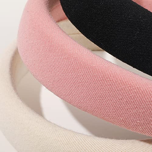 Ivyu Padded Headbands for Women- 3 Pcs Diademas Para Mujer De Moda Fashion Headband Hair Bands Neutral Puffy Headband