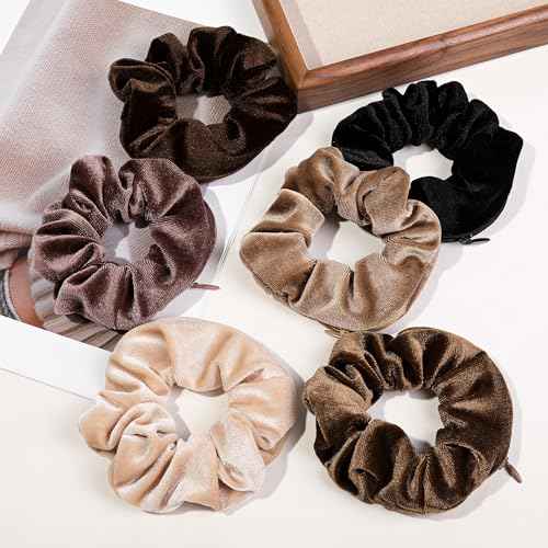 Pocket Scrunchies Hair Ties with Hidden Zipper Stash Scrunchy Ponytail Holder
