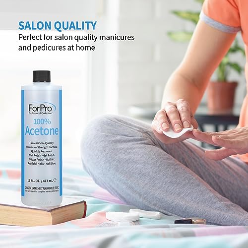 ForPro 100% Pure Acetone Nail Polish Remover - Gel & Glue Remover, 16 fl oz