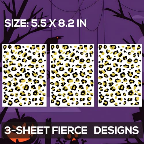 3-Pack Tiger Face Temporary Tattoo Stickers for Halloween Cosplay