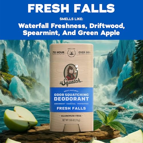 Dr. Squatch Natural Deodorant Men 72Hr Fresh Falls 3-Pack