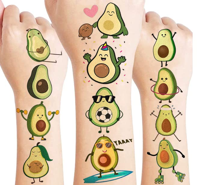 Avocado Temporary Tattoos – 96 Pieces, 8 Sheets for Parties