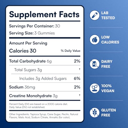 OMNI Creatine Monohydrate Gummies - 1g per Gummy, Peach Flavor