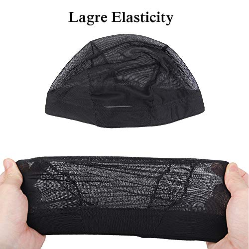 Mesh Dome Wig Caps 6 Pack - Breathable Spandex Black S