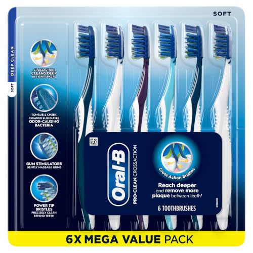 Oral-B Pro Clean Cross Action Manual Toothbrushes Pack of 6 for Deep Plaque Removal