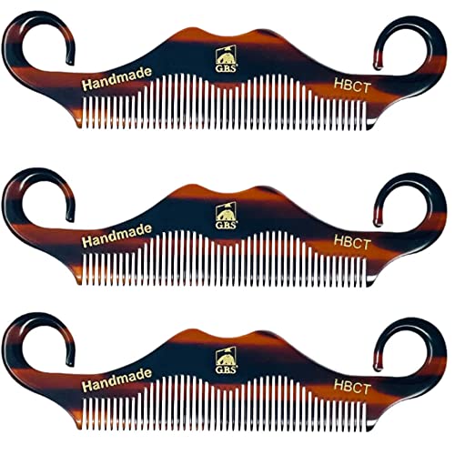 GBS 3 pk HBCT- Handle Bar Style - 5 1/4" Long - Anti Static No Cling No Snag Smooth Edges - Hand-Made of Quality Cellulose Acetate, Saw-Cut & Hand Polished