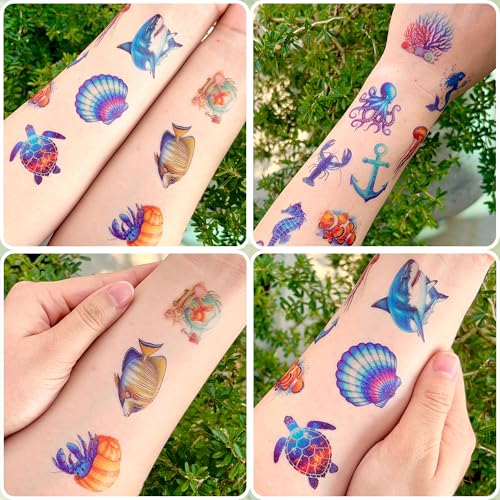 96 Ocean Temporary Tattoos - Under The Sea Party Favors